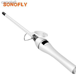 Hair Curlers Straighteners SONOFLY Profession 9mm Slim Hair Curler Unisex Small Diameter Curling Iron Pear Flower LCD Display Salon Styling Tools XN-188L231222