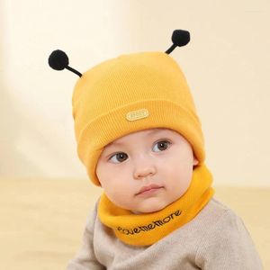 Berets Cotton Printing Baby Hat Scarf Set Cartoon Animal Cap Winter Kids Caps Bee Kitty Children Hats For Boys And Girls