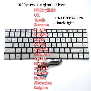 100 ORIGINAL FÖR HP X360 13AD 13W TPNI128 LAPTOP -tangentbord Backlight Silver 231221