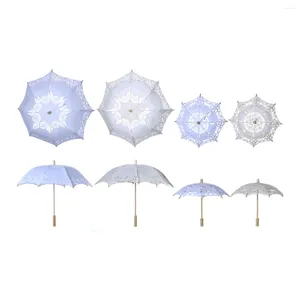 Umbrellas Handmade Umbrella Bridal Wedding Supplies Lace Cotton Parasol Embroidery Bamboo