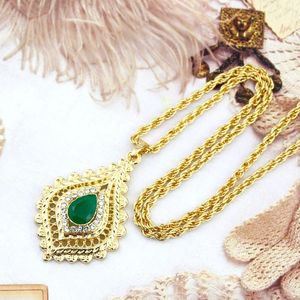 Pendant Necklaces Sunspicems Chic Morocco Women Crystal Necklace Gold Color Rhinestone Arabic Muslim Bride Wedding Jewelry