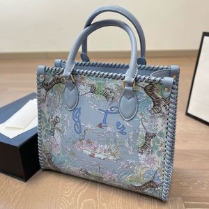 Designer handväskor kvinnor totes väska blommor fågel shopping väskor mode bokstäver hand väskor stor kapacitet rese plånbok grön bengal tiger strand tote handtag