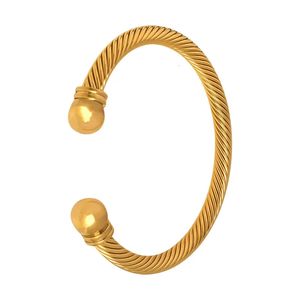 Punk Spiral Stripe Elastic Bracelet Adjustable Women s Stainless Steel Gilded Waterproof Luxury Party Jewelry 231221