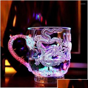 Mugs Flash Changing Dragon Cup Water Activated Light-Up Beer Coffee Milk Tea Wine Whisky Mug Travel Gift Taza Drop Delivery Home Gar Dhmca