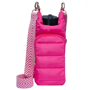 Shopping Bags Quilted Bottle Bag Adjustable Wide Strap Water Puffer Tote Portable Pouch Soft For Outdoor Travel