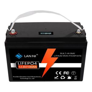 Baterias de veículos elétricos LifePO4 Bateria 12v100ah possui tela BMS embutida que pode ser usada para o carrinho de golfe de celular CAM CAM DHBLK