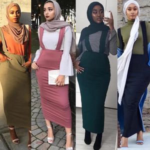 Abiti Muslim Gonna a matita complessiva Donne Due spalline Due spalline Maxi lunghe gonne Islam High BodyCon Bottom Slip Bottom ISLAMIC Clothing