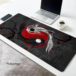 YINYANG FISH MOUSE PADS JAPANEY KOI ART MOUSEPAD COMPANY BIG DESK PAD 100x50cm大型テーブルマットコンピュータマウスパッドマウスマット