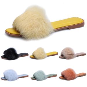 Designer fur household cotton slippers for women fashion pink yellow black white green blue sandals womens outdoor winter Scuffs