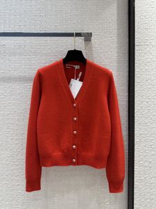 2024 Nya vårtoppar Runway Sweaters V Neck Long Sleeve High End Jacquard Cardigan Women's Designer Clothing