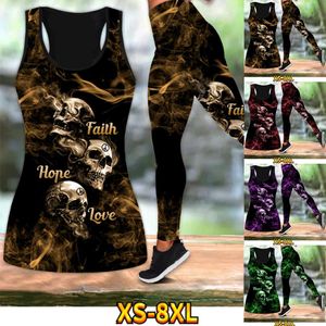 Dresses Casual Ladies Breathable Quick Dry Yoga Pants Summer Running Fitness Skull Pattern Printed Sexy Style Suit XS8XL