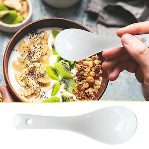 Cucchiai minimalisti puri bianchi puro cucchiaio a manico corto cucchiaio rotondo a 5 pezzi set da tavolo da pranzo
