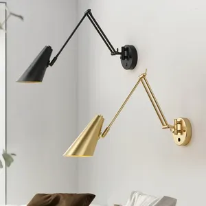 Lampada a parete Swing braccio lungo con sensore di touch per soggiorno camera da letto casa casa decorazione interno