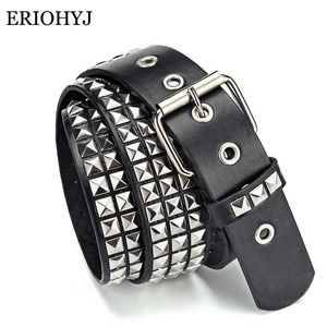 Belts Unisex Fashion Belt Rivet For Women&Men Studded Punk Rock With Pin Buckle Woman Black Ceinture Femme308E