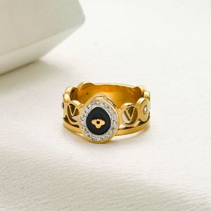 18k guldpläterad vigselring ny designer ring klassisk stil varumärke logotyp lyx present ring låda förpackning boutique smycken