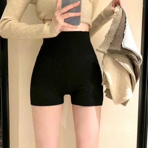 Women's Shorts Women Stretchy Safety Pants Knitted Bottoming High Waist Solid Color Slim Thighs Skinny Hip Lifting Yoga