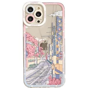 Anime landskap solnedgång telefonfodral för iPhone 15 14 13 12 11 15 pro max xs x xr clear landscape soft back cover iphone11 capa fodral 100 ste