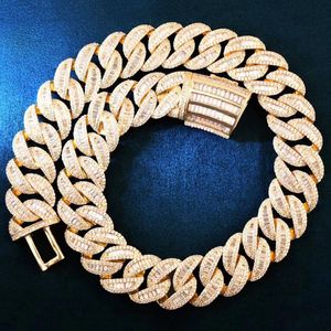 Europeiska och amerikanska hiphop 20mm Half Arc Ladder Square Cuban Halsband med personlig kopparinlagd zirkontillbehör