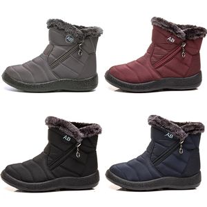 Designer warme Damen Schneestiefel Helle Baumwollwomen Schuhe schwarz dunkelrot rot grauer Winter -Knöchel Stiefel Outdoor Sport Sneaker