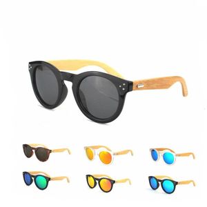 10Pcs Lot New Arrival Retro Rivet Round Sunglasses Wood Polarized Sunglasses Classic Women Men Designer Bamboo Eyewear 14 2 5 2 14231P