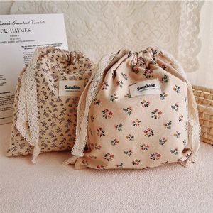 Printed Flower Mommy Bag Baby Diaper Bag Cotton Nappy String Pocket Stroller Carry Pack Travel Outdoor Diaper Storage Bag I0eD#