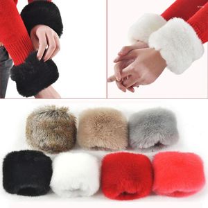 Knee Pads 1Pair Faux Fur Wrist Cuffs For Wool Coat Jackets Women's Fashion Elastic Warm Furry Wristbands Arm Warmer