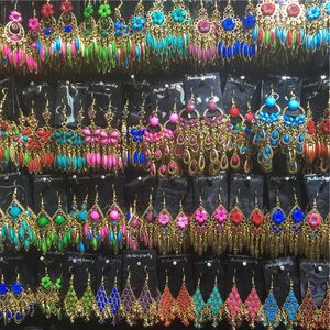 Knot Wholesale 20 Pairs Mixed Lots Flower Carved Bohe Boucle Statement Earrings Mixed Style Women Bohemian Ethnic Long Drop Earrings