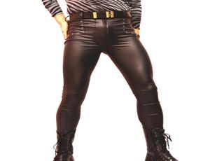 Men Latex Faux Leather PVC Gay Skinny Tight Pants Shiny Pencil Pants Wet look Men039s Leggings Stage Performance9485253