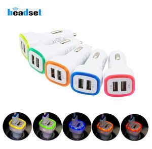 LED Dual USB Car Charger Vehicle Portable Power Adapter 5V 1A för Samsung S8 Note 8 Charger7625860