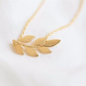 Fashion leaf twigs pattern Pendant necklace 18k Gold Plated necklaces for women design chain of clavicle325l