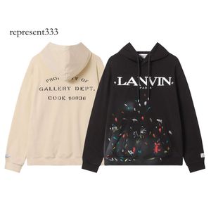 Lanvins Jacket American Style High Street Lanvin Langfan Autumn and Winter New Produkt broderad handgjorda graffiti mångsidiga par Pullover Hoodie