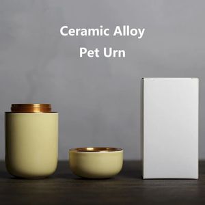 Ceramic Alloy Pet Memorial Urn 150ML Ashes Sealed Jar Dog Cat Bird Small Funeral Supplies Simple Four Colors Available 231222