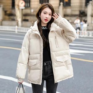 Trench feminina casacos formais com casaco de algodão com algodão sobretudo 2023 Pão de inverno Pão estudantes coreanos quentes aquecem casaco parker curto solto