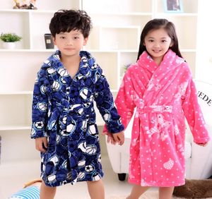 new fashion children bathrobes 612years girls and boys fashion warm bathrobes children cute athrobes carol fleece winter robes Y19248668