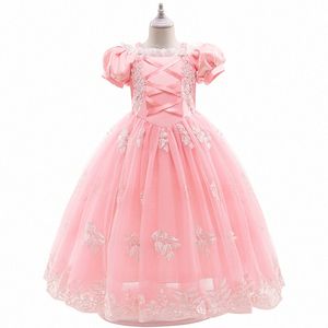 キッズデザイナーガールズドレスドレスコスプレ夏の服幼児服ベビーチルドレンガールズパープルピンクの夏のドレスp1wv＃