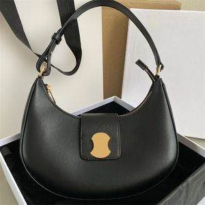 1 Luxurys Çanta Ava Kılıfları Kadın İçin Alt Omuz Torbaları Gerçek Deri Crossbody Half Moon Tote Tasarımcı Çantalar Çiçek Moda Debriyaj Satchel Seyahat Siyah Çanta