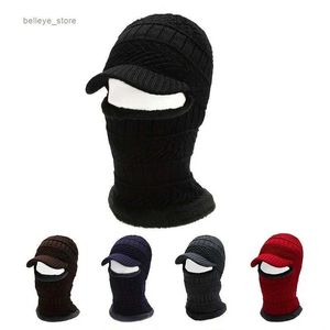 Fashionneck Gaiter Örme Visor Kış Şapkası Kalın Sıcak Kulaklıklar Kafa Beanies Erkekler İçin Kadınlar Yün Eşarp Kapakları Bisiklet Kayağı Maskesi Bonnetl231223