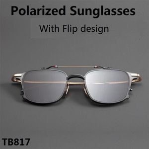 Sunglasses Thom Brand Women Square Frame Flip Clip Myopia Polarized Sun Glasses Men Prescription Eyeglasses Original ClamshellSung330P
