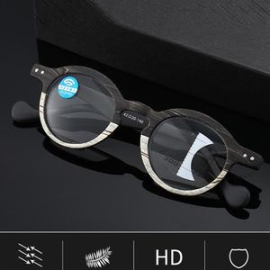 Sunglasses Retro Wood Grain Progressive Multi-focus Reading Glasses Men Women Anti-blue Light Far And Near 1 0 1 5 2 0 To 4 0Sungl285I