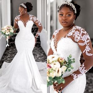 Abiti da sposa ASO EBI Plus size ASO MERMAID CHEEVE LUNGA LUCA Abito da sposa in rilievo per donne nere africane Sposa splendide abiti da sposa in tulle a livelli CDW168