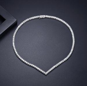 Choucong Unique Sparkling Tennies Pendant Luxury Jewelry 18K White Gold Fill Round Cut 5A Cubic Zircon CZ Diamond Party Eternity Women Bridal Clavicle Necklace