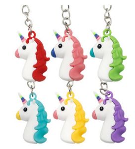 Mode 3D Unicorn Keychain Soft PVC Horse Pony Unicorn Key Ring Chains Bag hänger Fashion Accessories Toy Gifts9041419