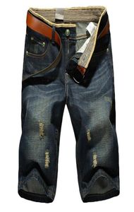 Modemärke sommaren casual bomull män korta jeans män039s Bermuda boardshorts jeans shorts män s rippad plus storlek 28363572315