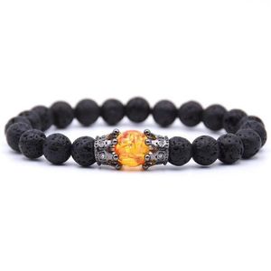 Style naturalnego kamiennego zamorka CZ Double Crown Bransoletka dla menwomen bransoletki biżuteria pulseira hombres z koralikami Strands216a