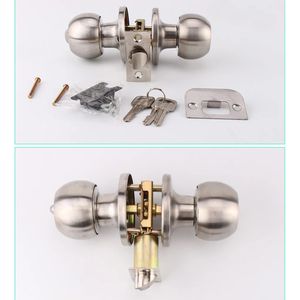 Stainless Steel Round Door Knobs Locks Handle Home el Improvement Entrance Passage Lock Bedroom Living Room Bathroom 231222