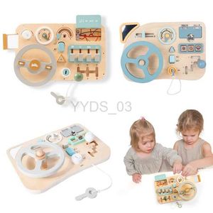 Baby Toy Baby Wood Montessori Toys Steering Wheel UPPLY BOARD TRÄs Sensory Toys For Toddlers Förskolan Travel Learning Aktiviteterzln231223