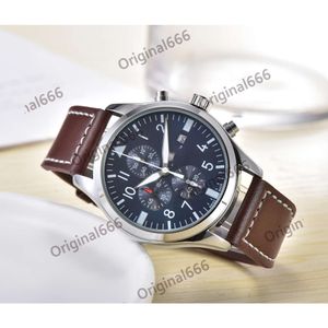 expensive menwatch iwc watch mens pilot chronograph watches all dial work high quality quartz uhren date watchmen luminor leather strap watchbox montre luxe YQ8N