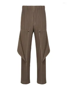 Брюки Lssey, мужские брюки Miyake, плиссированные карманы, съемная дизайнерская одежда-карго, повседневная деловая одежда, прямые брюки 402