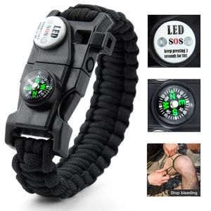 Tools 20 in 1 Survival Braided Bracelet Rope Men Edc Emergency Tool Led Sos Bracelet Outdoor Camping Hunting Tactical Survival Gear