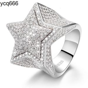 HipHop Männer Frauen Fein Schmuck aus Gold VVS 925 Sterling Silber VVS Moissanite Diamond Star Ring mit GRA -Zertifikat